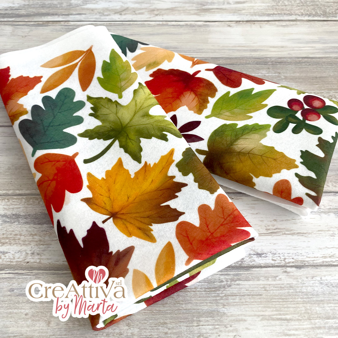 PANNOLENCI MORBIDOSO STAMPATO DECO FOGLIE D'AUTUNNO 50X45 CM