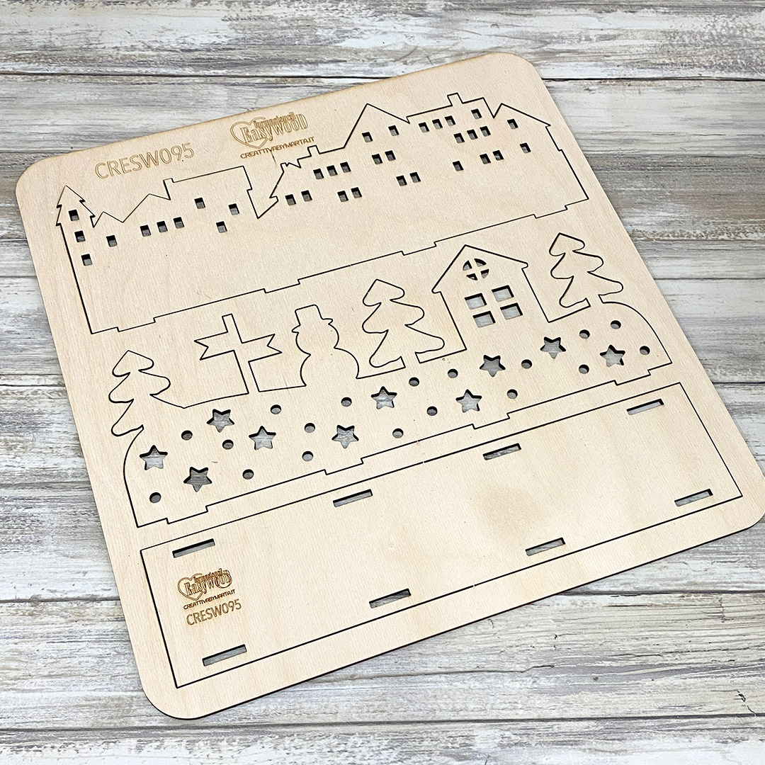 formastencil easywood villaggio innevato 29,8 x h 11,20 cm circa cresw095