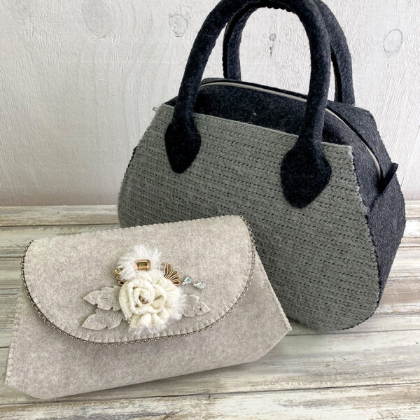 kit borsa trendy in feltro 3mm e lana fluffy crkit575